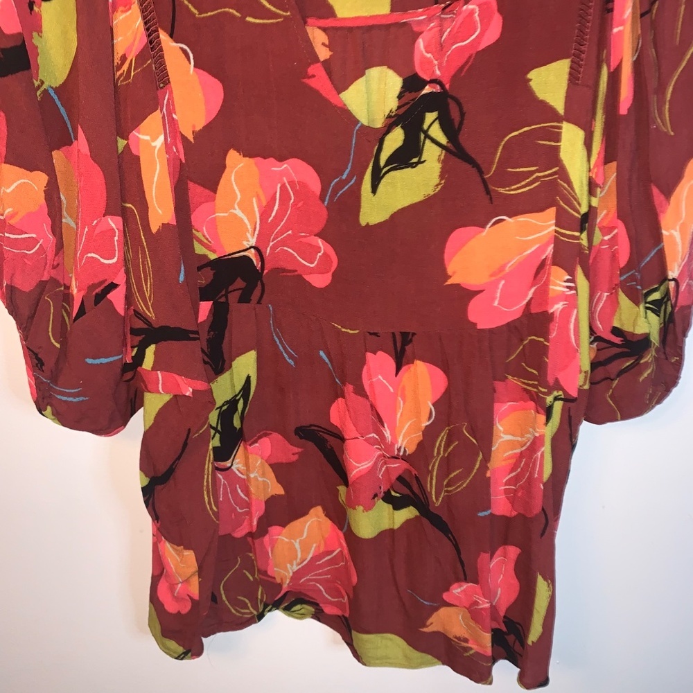 Maeve Anthropologie Beth Dolman Multi Floral Tunic Blouse Bloomcore - Picture 7 of 8